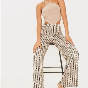 Nude Swirl Print Wide Leg Pants